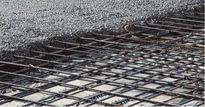 Close-up of steel grid layout